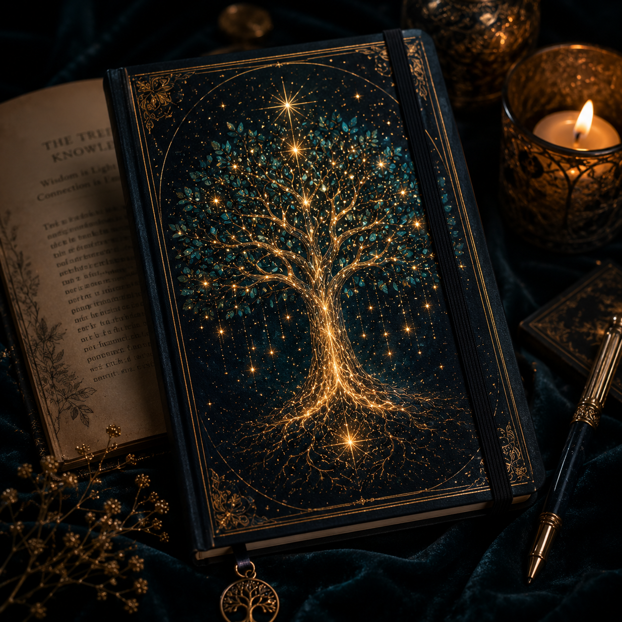Wisdom Symbols Notebook — a collector-edition notebook with celestial geometry, from the Tree of Knowledge Collection